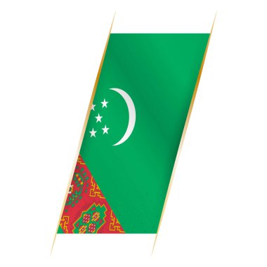 Türkmenistan bayrağı dalga etkisi ve gölgesi olan bir bayrak şeklinde.
