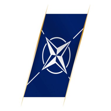 Dalgalanma efekti ve gölgesi olan bir bayrak şeklinde NATO bayrağı.