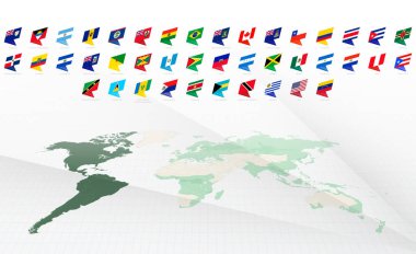 Modern Tasarım 'da alfabetik olarak Amerikan Bayrakları sipariş edildi. Ulusal bayraklar koleksiyonu