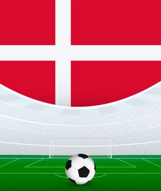 Danimarka Ulusal Futbol Teması, Stadyum ve Futbol Topu. Danimarka 'da Futbol Maçı Konsepti.