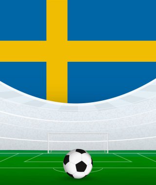 İsveç Ulusal Futbol Teması, Stadyum ve Futbol Topu. İsveç 'te Futbol Maçı Konsepti.