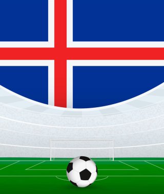 İzlanda Ulusal Futbol Teması, Stadyum ve Futbol Topu. İzlanda 'da Futbol Maçı Konsepti.