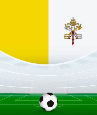 Vatikan Ulusal Futbol Teması, Stadyum ve Futbol Topu. Vatikan 'da Futbol Maçı Konsepti.