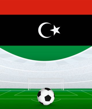 Libya Ulusal Futbol Teması, Stadyum ve Futbol Topu. Libya 'da Futbol Maçı Konsepti.