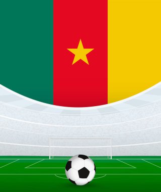 Kamerun Ulusal Futbol Teması, Stadyum ve Futbol Topu. Kamerun 'da Futbol Maçı Konsepti.