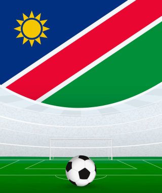 Namibya Ulusal Futbol Teması, Stadyum ve Futbol Topu. Namibya 'da Futbol Maçı Konsepti.