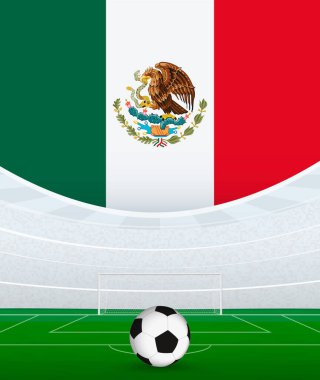 Meksika Ulusal Futbol Teması, Stadyum ve Futbol Topu. Meksika 'da Futbol Maçı Konsepti.