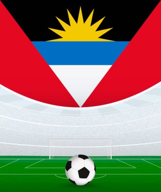 Antigua ve Barbuda National Football Theme, Stadium ve Soccer Ball. Antigua ve Barbuda 'da Futbol Maçı Konsepti.