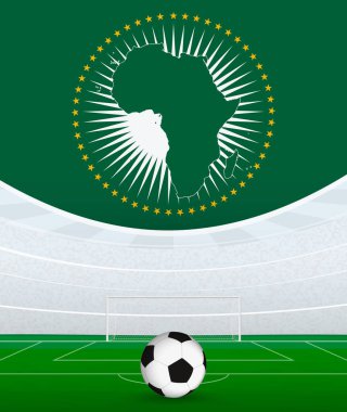 Afrika Birliği Ulusal Futbol Teması, Stadyum ve Futbol Topu. Afrika Birliği Futbol Maçı Konsepti.