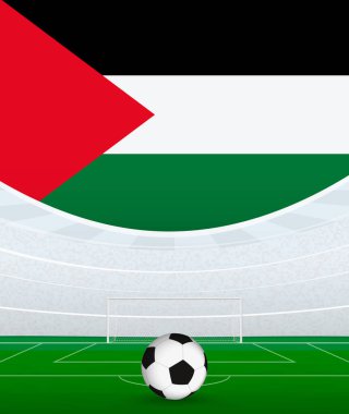 Filistin Ulusal Futbol Teması, Stadyum ve Futbol Topu. Filistin 'de Futbol Maçı Konsepti.