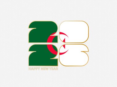 Cezayir bayrağı taşıyan soyut numaralar 2026.