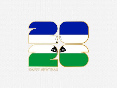 Lesotho bayrağı taşıyan soyut numaralar 2026.