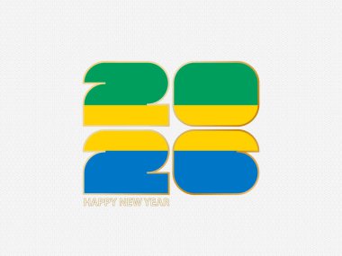 Gabon bayrağı taşıyan soyut numaralar 2026.