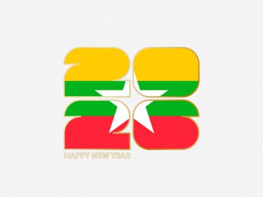Myanmar bayrağı taşıyan soyut numaralar 2026.