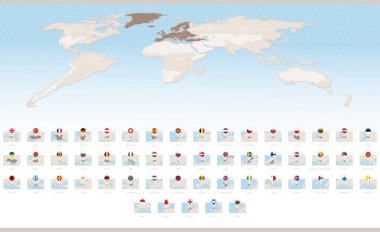 Rectangular Maps of Europe with Flag Pins. Europe Map Collection.