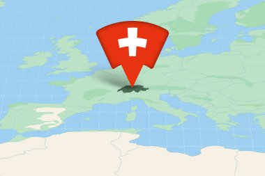 İsviçre, Bayrak Simgesiyle Avrupa Haritasına Vurgulandı.