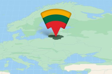 Litvanya, Bayrak Simgesi ile Avrupa Haritasına Vurgulandı.