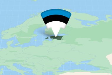 Estonya, Bayrak Simgesiyle Avrupa Haritasına Vurgulandı.