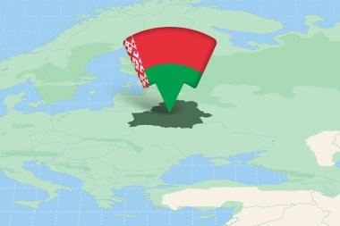 Beyaz Rusya, Bayrak Simgesi ile Avrupa Haritasına Vurgulandı.