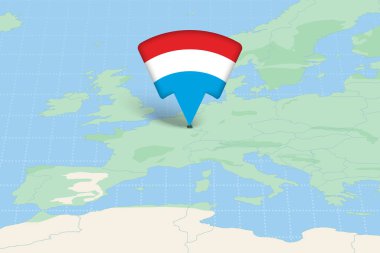 Lüksemburg, Bayrak Simgesiyle Avrupa Haritasına Vurgulandı.