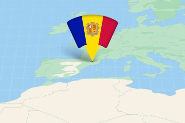 Andorra, Bayrak Simgesi ile Avrupa Haritasına Vurgulandı.