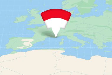 Bayrak Simgesiyle Avrupa Haritasında Monako Vurgulandı.