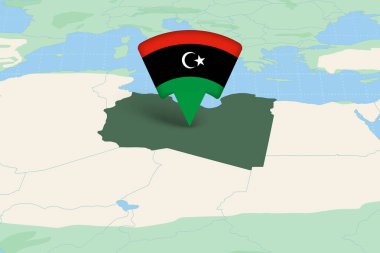 Bayrak Simgesiyle Libya Konumu Afrika Haritasında Vurgulandı.
