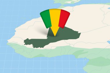 Bayrak Simgesi ile Afrika Haritasında Mali Konumu Vurgulandı.