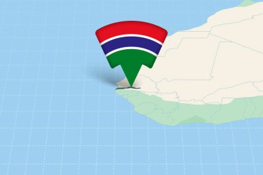 Bayrak Simgesi ile Afrika Haritasında Gambiya Konumu Vurgulandı.