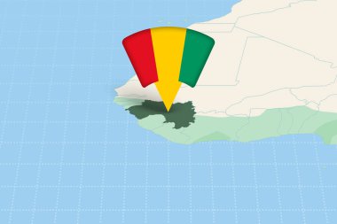 Bayrak Simgesi ile Afrika Haritasında Gine Konumu Vurgulandı.