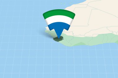 Sierra Leone Konumu Bayrak Simgesi ile Afrika Haritasında Vurgulandı.