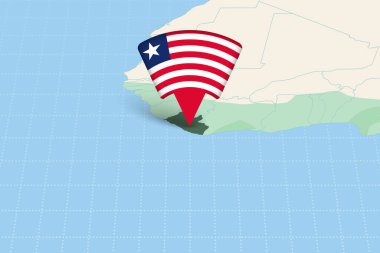 Bayrak Simgesi ile Afrika Haritasında Liberya Konumu Vurgulandı.