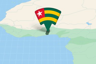Bayrak Simgesi ile Afrika Haritasında Togo Konumu Vurgulandı.