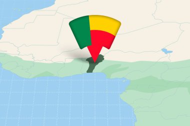 Benin Konumu Bayrak Simgesi ile Afrika Haritasında Vurgulandı.