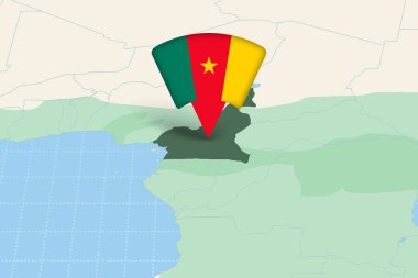 Flag Simgesi ile Afrika Haritasında Kamerun Konumu Vurgulandı.