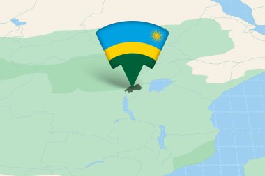 Bayrak Simgesi ile Afrika Haritasında Ruanda Konumu Vurgulandı.