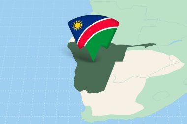 Bayrak Simgesi ile Afrika Haritasında Namibya Konumu Vurgulandı.