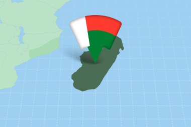 Madagaskar Konumu Bayrak Simgesi ile Afrika Haritasında Vurgulandı.