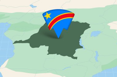 Bayrak Simgesi ile Afrika Haritasında DR Kongo Konumu Vurgulandı.