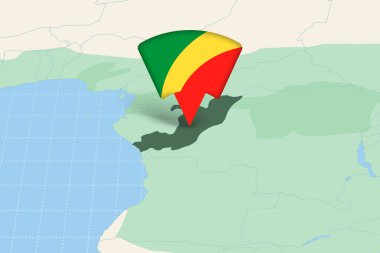 Bayrak Simgesi ile Afrika Haritasında Kongo Konumu Vurgulandı.