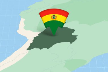 Bolivya Konumu Bayrak Simgesi ile Amerikan Haritasında Vurgulandı.