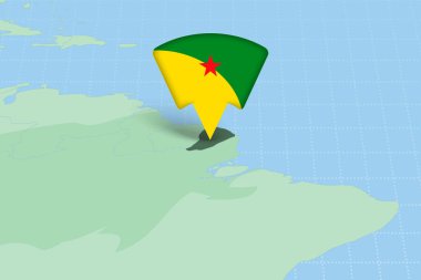 Fransız Guyanası Konumu Bayrak Simgesi ile Amerikan Haritasında Vurgulandı.