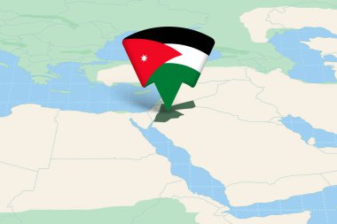 Bayrak Simgesi ile Asya Haritasında Ürdün Konumu Vurgulandı.