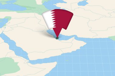 Bayrak Simgesi ile Asya Haritasında Katar Konumu Vurgulandı.