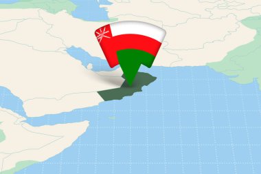 Umman Konumu Bayrak Simgesi ile Asya Haritasında Vurgulandı.