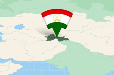 Bayrak Simgesi ile Asya Haritasında Tacikistan Konumu Vurgulandı.