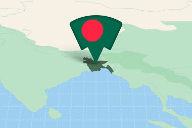 Bayrak Simgesi ile Asya Haritasında Bangladeş Konumu Vurgulandı.