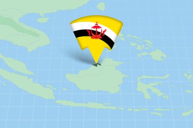 Brunei Konumu Bayrak Simgesi ile Asya Haritasında Vurgulandı.