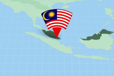 Bayrak Simgesi ile Asya Haritasında Malezya Konumu Vurgulandı.