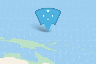 Okyanus Haritasında Bayrak Simgesi ile Mikronezya Konumu Vurgulandı.